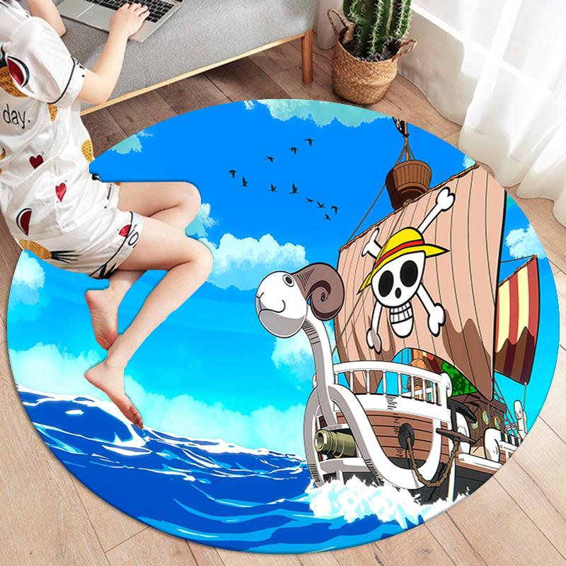 One Piece Monkey D Luffy Round Area Rug Carpet Rug For Living Room Bedroom Sofa Playroom Decor Nonslip Floor Mat