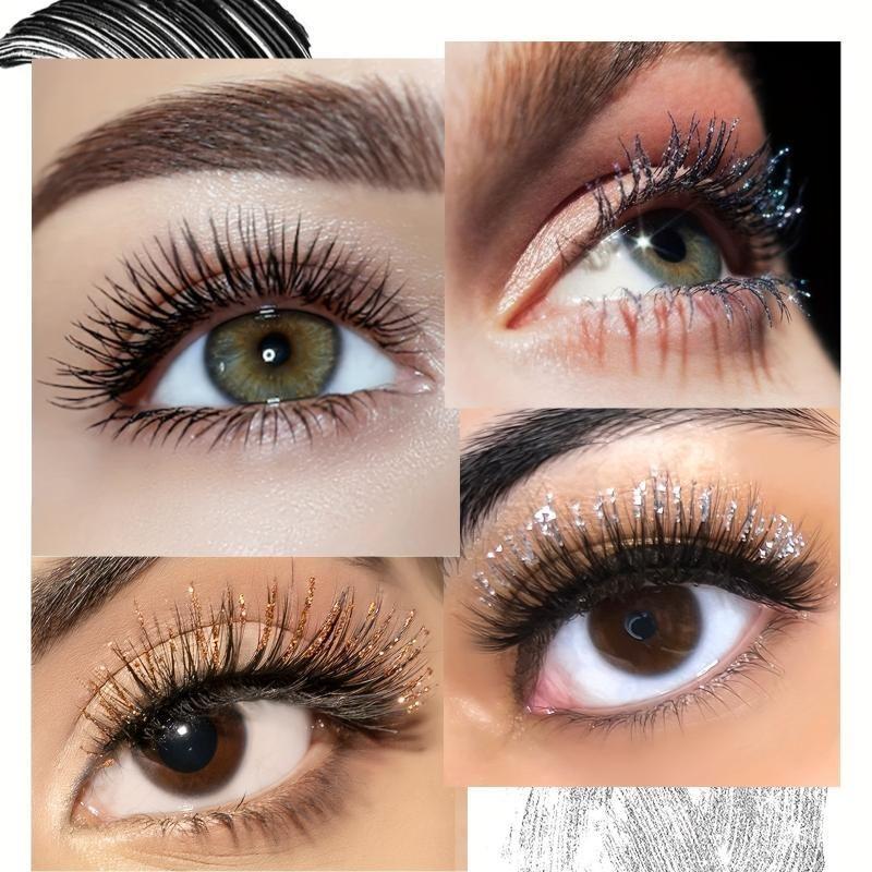 Cheese Mascara Waterproof Thick Slim and Curly Mascara with Fine Sparkling Pieces Diamond Mascara