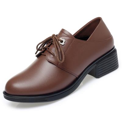 Women's Fashion Shoes Lace Up Genuine Leather Women's Shoes Chunky Big Size Shoes for Ladies