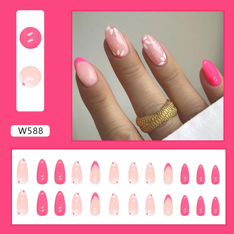 

Летние красочные свежие и милые цветы европейские и американские накладные ногти однотонные матовые элементы нейл-арта модные украшения для ногтей