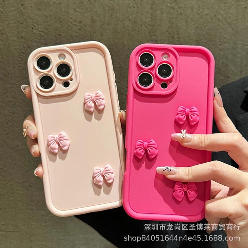 Three-dimensional Bow Is Suitable for Apple 17promax Mobile Phone Case iPhone16/15 Emery 14 Protective Case 11.