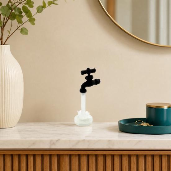 Leuchtet im Dunkeln Wasserhahn Figur, 3D Gedruckter Wasserhahn Aquarium Ornament mit Leuchtendem Wasserfluss für Schreibtisch Veranda Heimdekoration