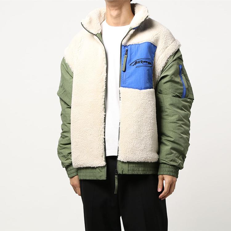 Puma X Attempt Color-Block Lambswool-Lined Warm Jacket Men Jackets Army-Green 598257-75