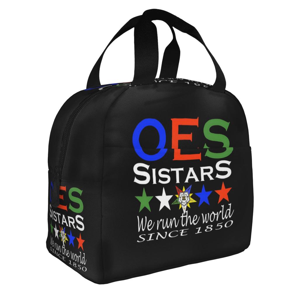 Order Of The Eastern Star Logo Thermal Insulated Lunch Bags Women  Portable Lunch Container for School Multifunction Food Box