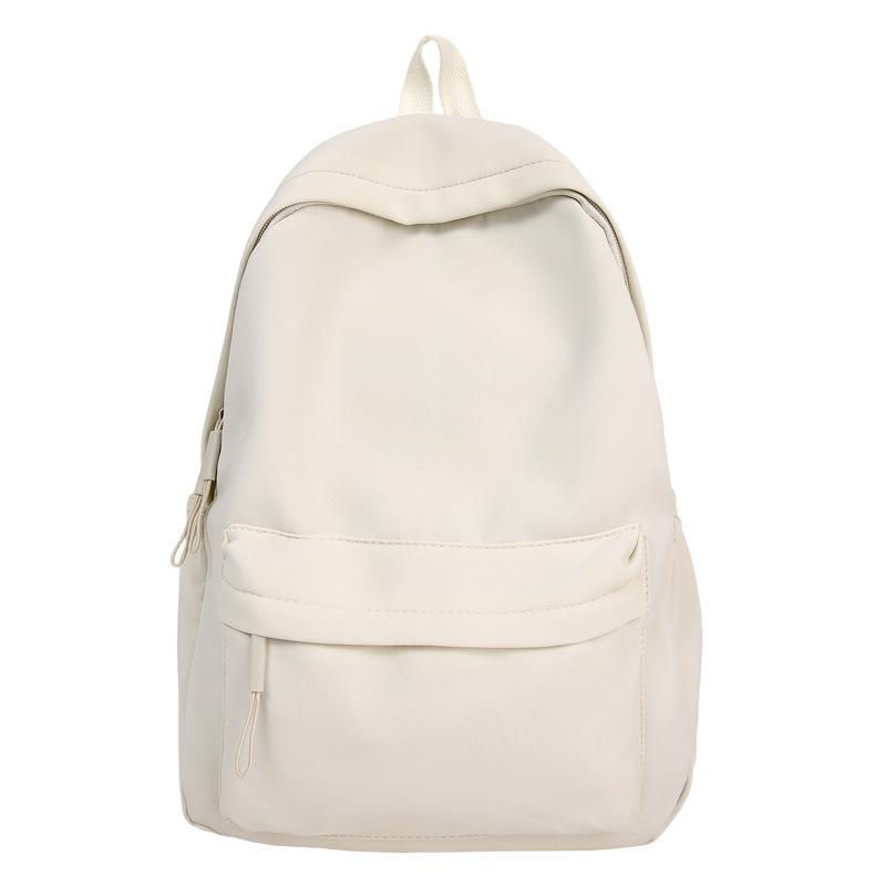 Solid color simple backpack girls' junior high school college student schoolbag large capacity niche versatile design large capacity backpack