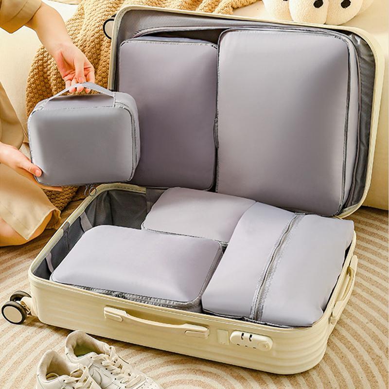 6Pcs Travel Storage Bags Portable Clothes Compressed Packing Cubes Suitcase Bag Classified Cloth Storage Lightweight Luggage Bag
