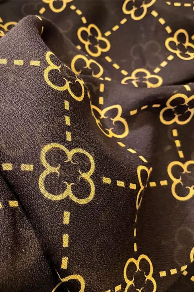 Lucky Clover Viscose Shawl 180x85cm Brown with Honey Clovers