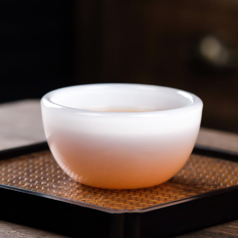 100ml White Jade Porcelain Tea Bowl Large Capacity Glass Glazed Stone Master Tea Cup Personal Chinese Kungfu Tea Set Easy To Use