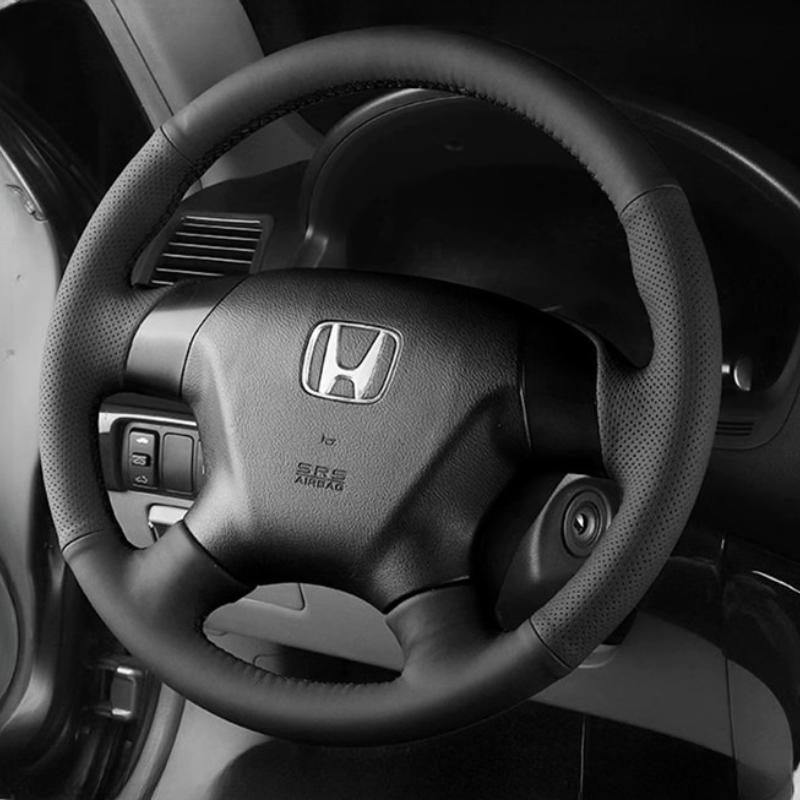 

Для Honda Accord 7-го покоління 2003-2007 Odyssey 2005-2010 Ручна прошивка чорна шкіра текстура персикового дерева чохол на кермо автомобіля 2