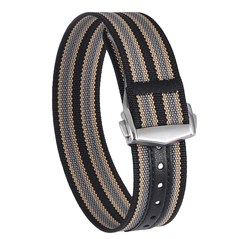 Premium Ribbed Watch Band Deployant Clasp Nylon 20mm 22mm Watch Strap for Omega Folding Buckle Watchband Sport Wristband For Men