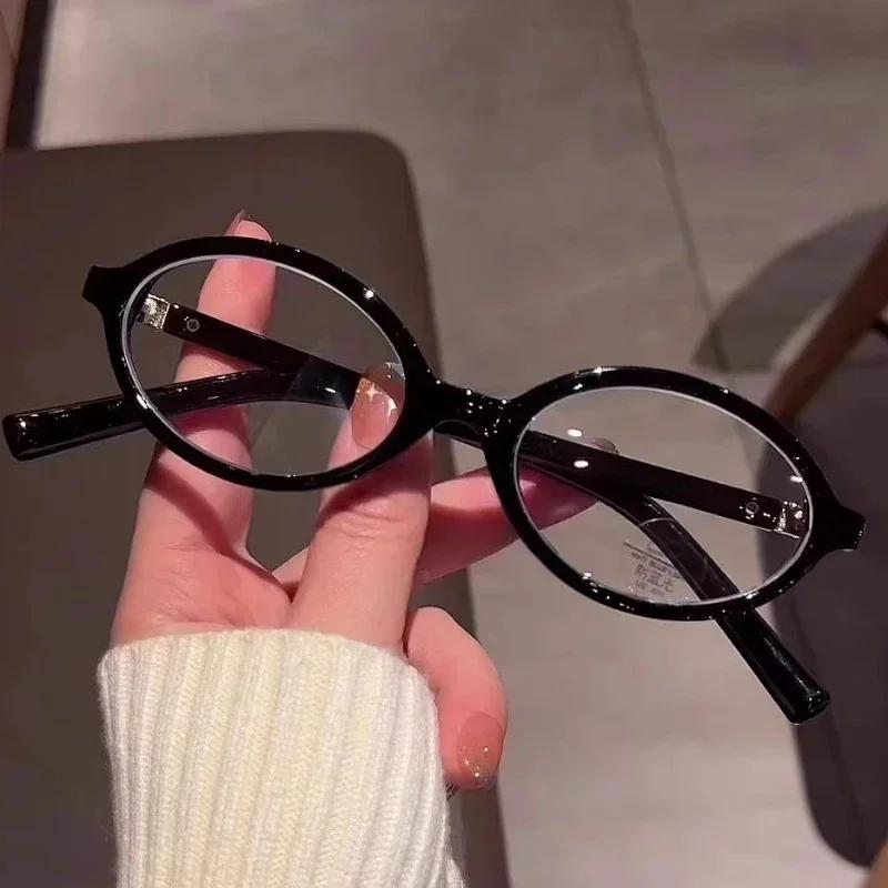Y2K Retro Black Oval Small Frame Glasses Frame Women's Anti Blue Light Glasses 2023 Fashion Style Eyeglasses Frame Eyewear