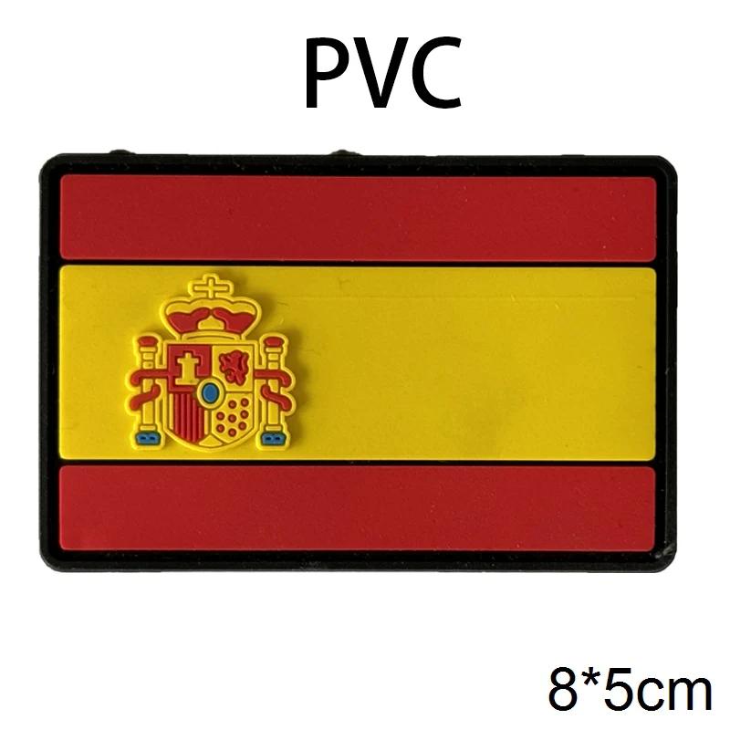 Toppe con bandiera ricamata in PVC, Regno Unito, Spagna, Francia, Germania, Stati Uniti e Russia, distintivo con gancio tattico, emblema in gomma per spalla, applique