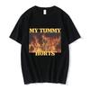 Y2k Hip Pop Tops My Tummy Hurts Funny Hard Skeleton Meme T-shirt Fashion Vintage T-shirts Cotton Cozy Casual T Shirts Unisex