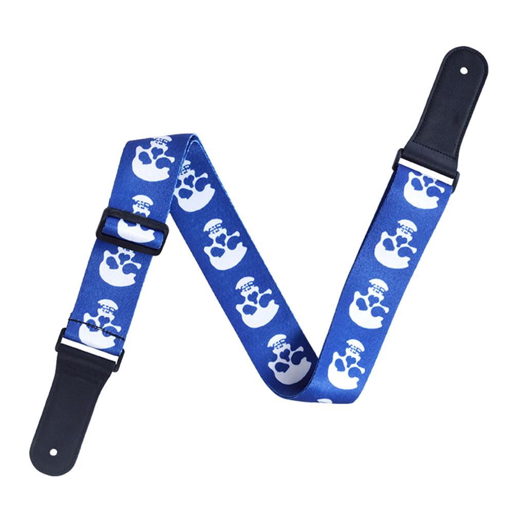 Guitar Strap Acoustic Electric Bass Ukulele Belt Adjustable Skull Pattern Leather HeadBlue
