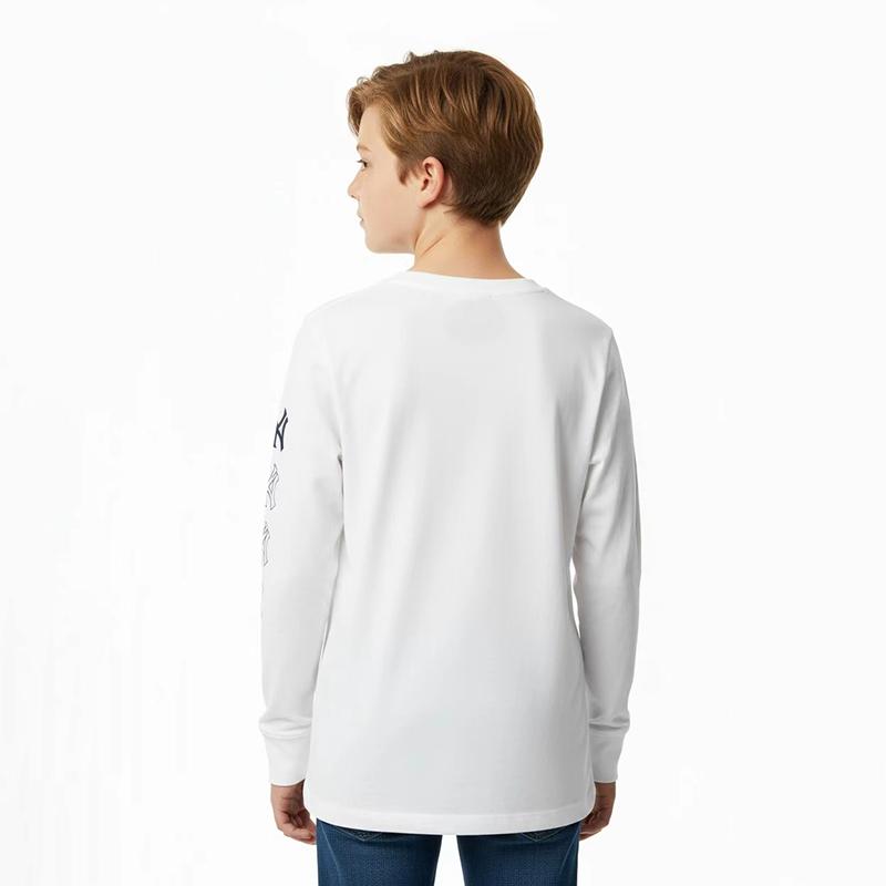 Nike Moletom Colaboração MLB Estampa Logo New York Yankees Gola Redonda Manga Longa Moletons Infantil Branco 3Z3B7SBHK-NYY