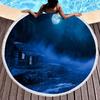 Celestial Bodies Moon Blue Night Sky Round Beach Blanket Super Soft Polyester Absorbent and Sandproof Beach Towel Picnic Blanket
