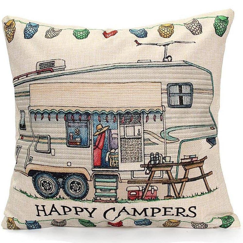 Potahy na polštář Happy Campers Pouzdro na polštář Camper Povlak na polštář do auta