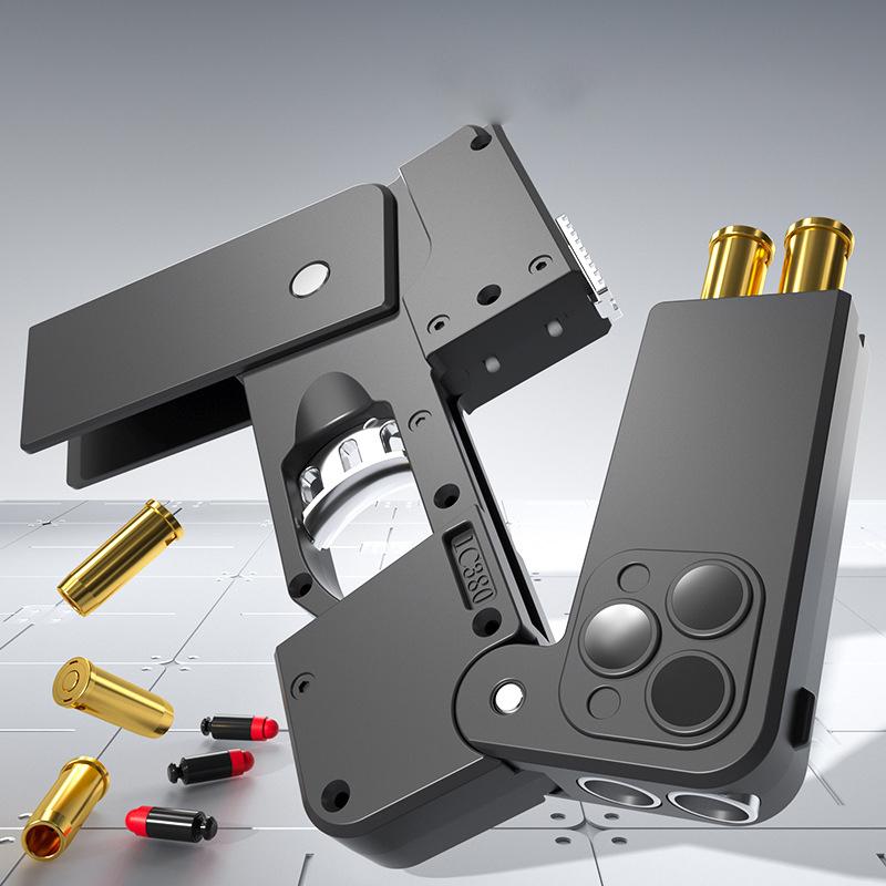 New Folding Mobile Phone Soft Bullet Gun Toy Creative Mobile Phone Deformation Toy Pistol Shooting Toy Children's Christmas Gift