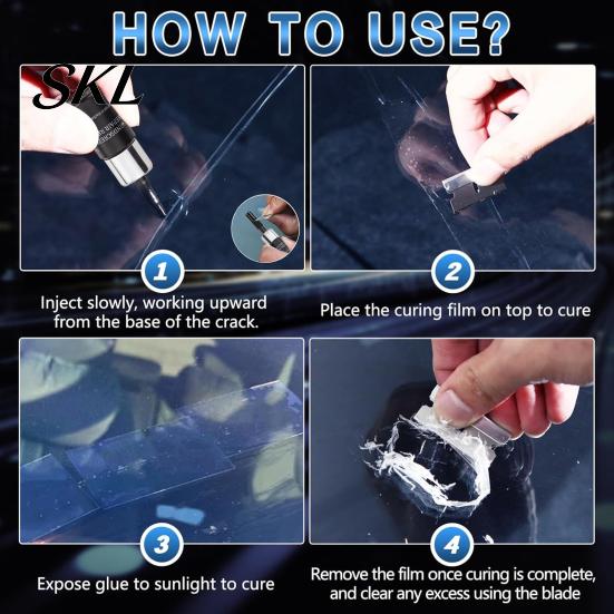 Windshield Crack Repair Tool Chip Kit, Car Kit for Glass Repair, Do It Yourself Fix DIY Small Chips Star Bullseye Minor Damage