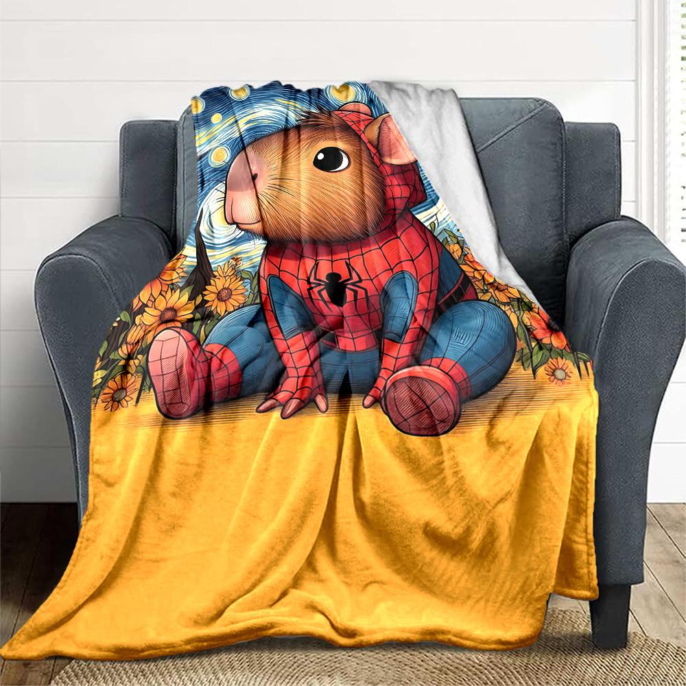 1pc Spider Capybara Blanket Soft All Season Throw with Vibrant Design, Perfect for Home, Travel, and Gifts, Ideal for Naps and Camping