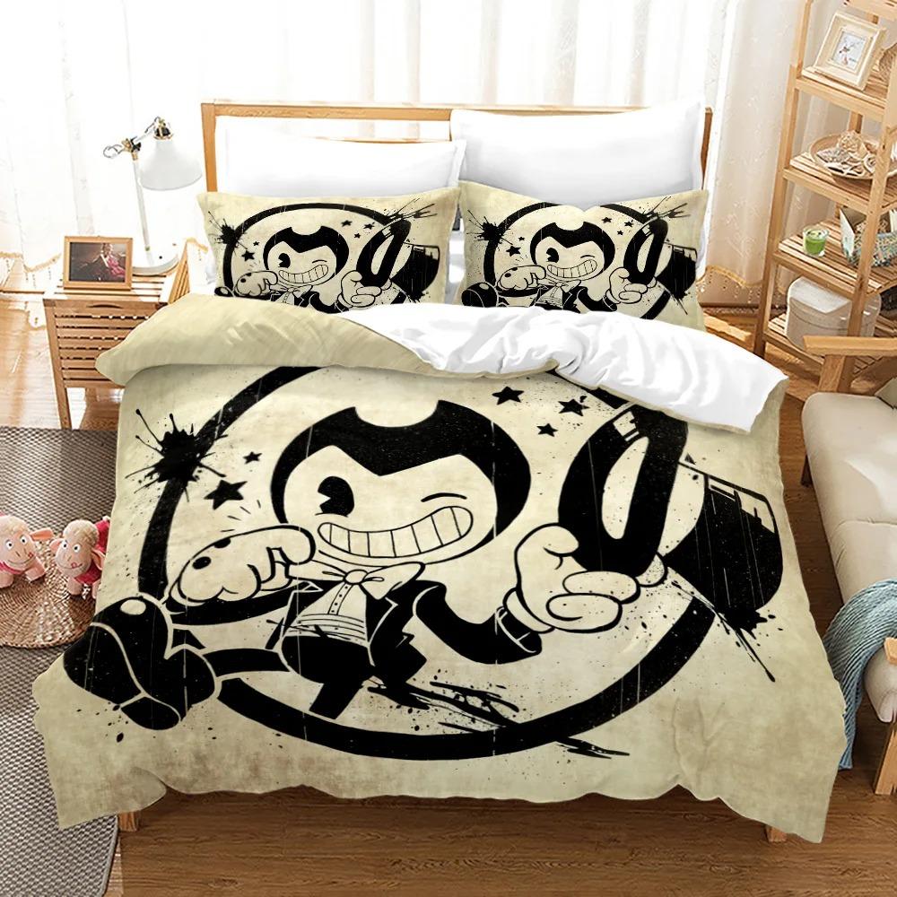 3D Print Anime BENDY Bedding Set Single Twin Full Queen King Size Kawaii BatlM Bed Set Adult Kid Bedroom Duvet Cover Sets