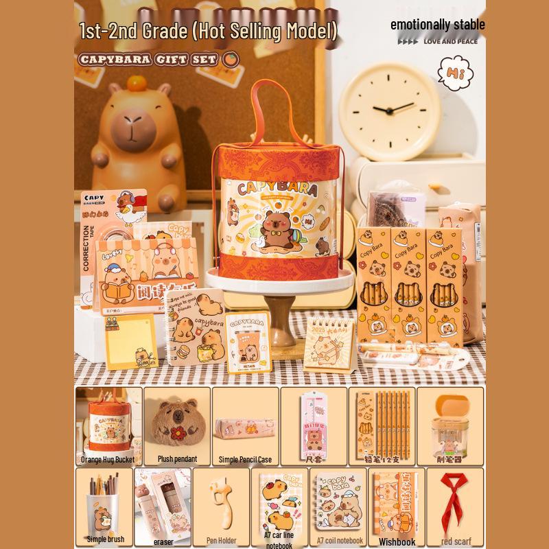 Capybara Souvenir Schreibwaren-Set - Perfektes Geschenk zum Kindertag, Geburtstag oder als Auszeichnung im Kindergarten
