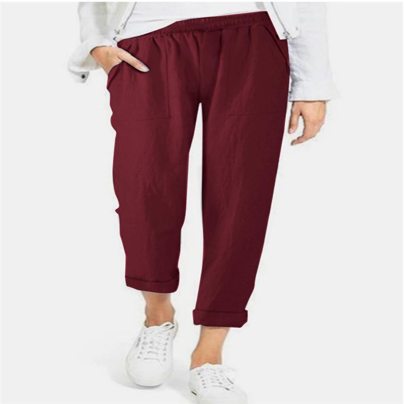 Damen-Freizeithose in Übergröße, Kordelzug, weich, kurz, elastische Taille, Taschen, einfarbig, gerade, abgeschnittene Hose