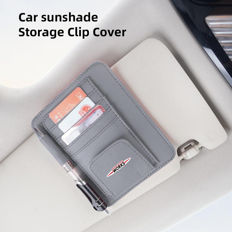 Car PU Leather Sun Visor Sunglasses Ticket Card Storage Bag Accessories For BMW Mini Works Cooper F54 F55 F56 F57 F60 R50 R52