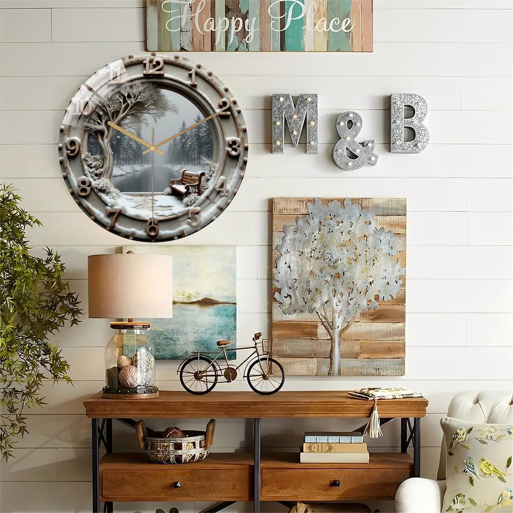 30x30cm Glass Wall Clock with a Custom Magnifying Section for the Center