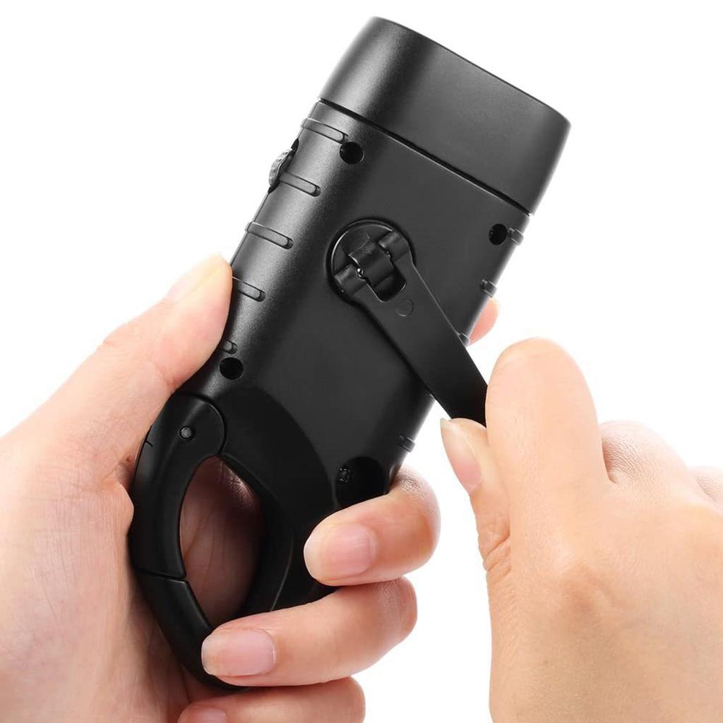 LED Portable Flashlight Multifunction Solar Charging Manual Power Generation Torch Light for Camping Emergency Black