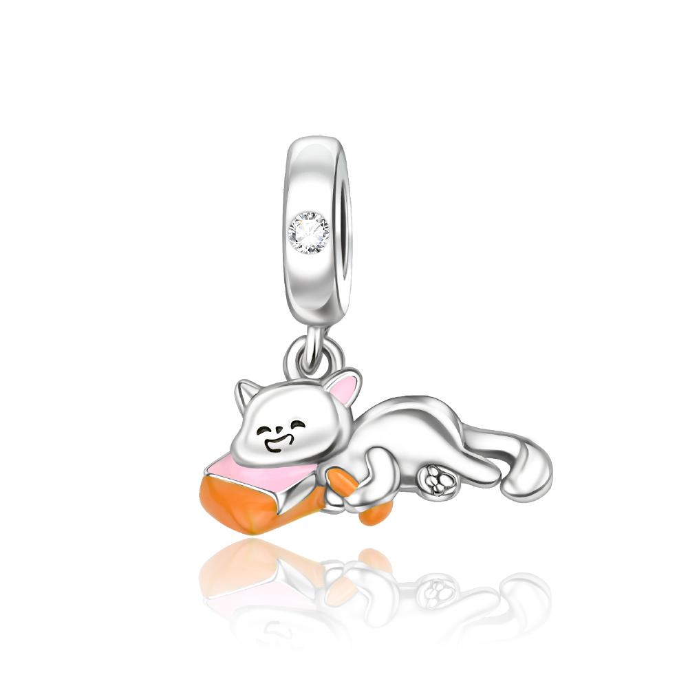 Copper Puppy Beads & Moon Cat Dangle Charm Fits Bracelet Cute Pet Pendant Jewelry Accessories Gifts
