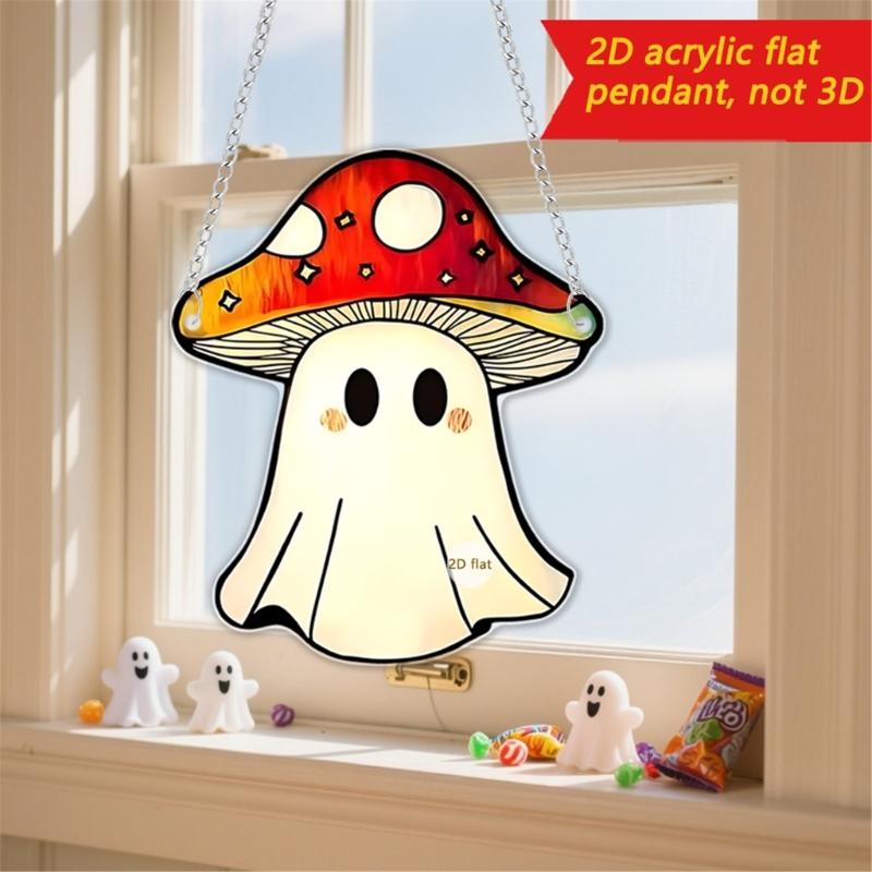 Cartoon Halloween Ghostly 2D Flat Acrylic Wall Decors Light Hanging Craft Ornament For Home Office School Decoration
