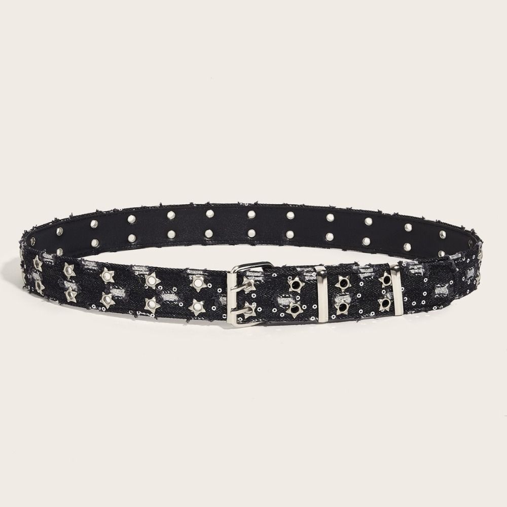 Versatile Punk Denim Waistband Luxury Design Waist Strap Trend Star Hollowed Belt