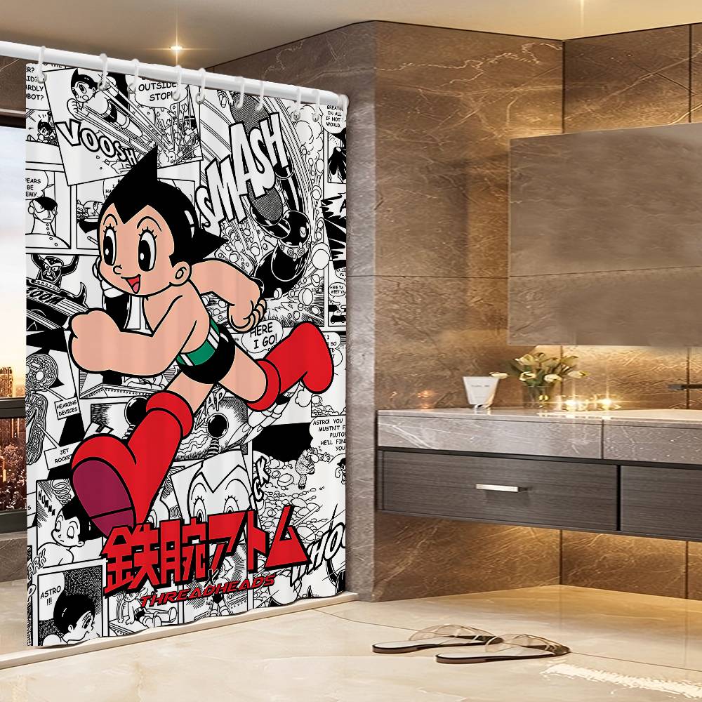 

Astro Boys Poster Movies Pattern Bathing Curtain Bathroom Shower Curtain Waterproof With 12 Hooks Home Deco 90x180 cm