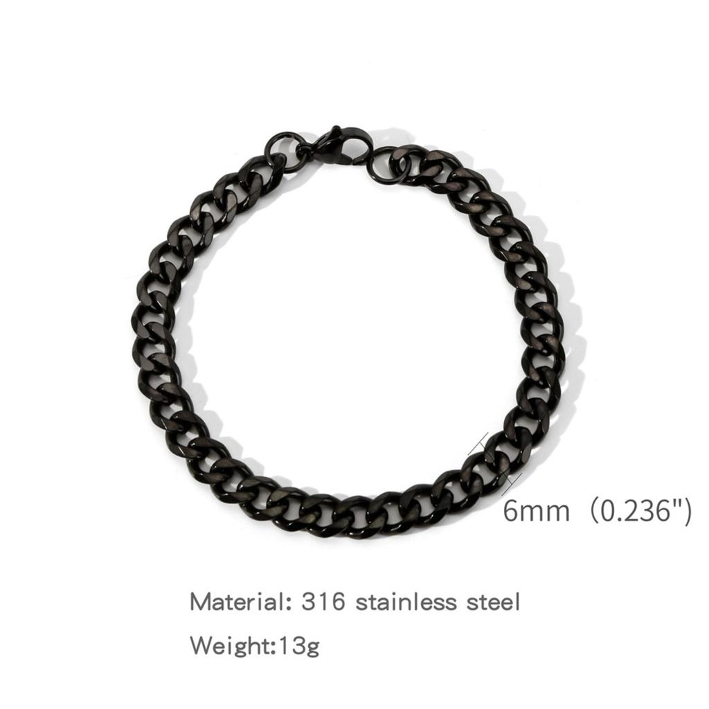 316 Stainless Steel Chain Bracelet 5mm Width Lightweight Durable Link Chain for Men and Women Unisex Simple Design Adjustable Length