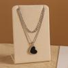Titanium Steel Double Stacked Neck Chain Sweet Charm Heart Clavicle Chain  Birthday Gift