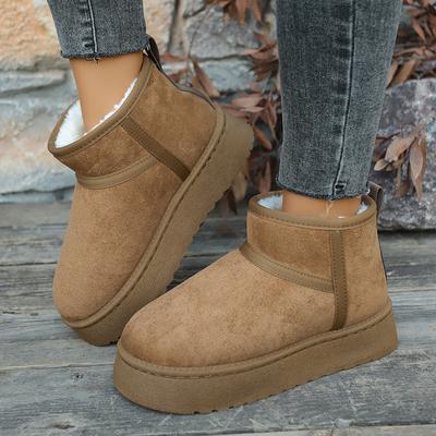 Luxury Winter Women Short Plush Warm Snow Boots Casual Shoes New Suede Fur Chelsea Ankle Boots Flats Platform Ladies Shoes
