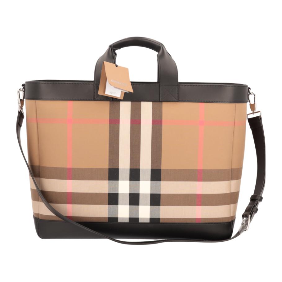 

Burberry Check Pattern Detachable Shoulder Strap Canvas Tote Bag Women Tote Bags Beige Black 80845531 Basic Set (Bag+Dust Bag)