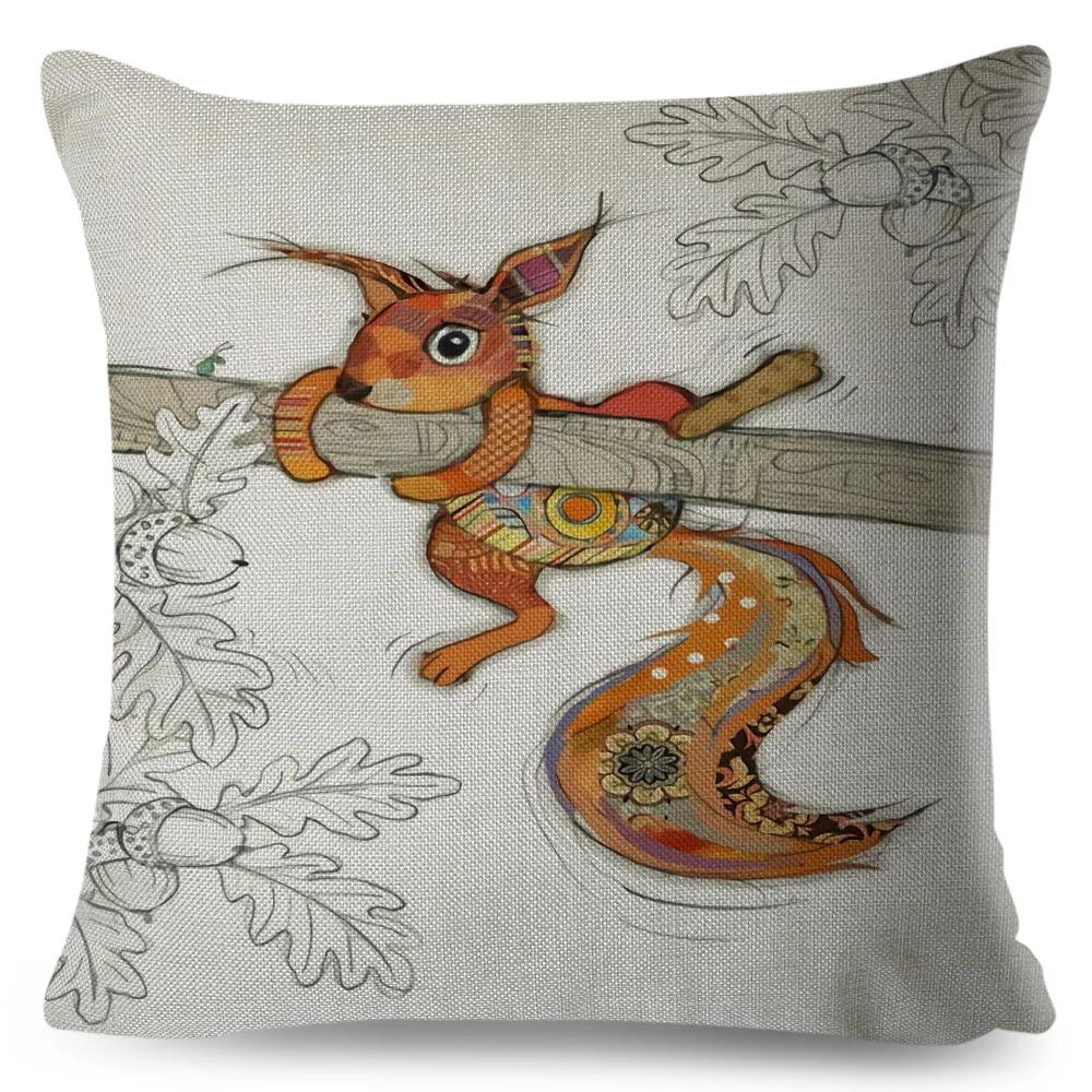 Nordic Style Cartoon Monkey Dog Cat Rabbit Cushion Cover Decor Children Drawing Animal Pillow Case for Sofa Home Car Pillowcase