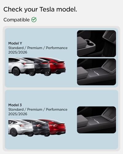 Spigen Tesla Model Y Juniper (2025) and Tesla Model 3 Highland (2025/2024) Under-Screen Storage Organizer, TO227H ACP08373 (Black)