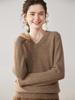 Damen Kaschmir V-Ausschnitt Pullover - Verdickte Herbst/Winter Strickware, Langarm, Überschnittene Schulter, Sieben-Stich Pullover Basisschicht.