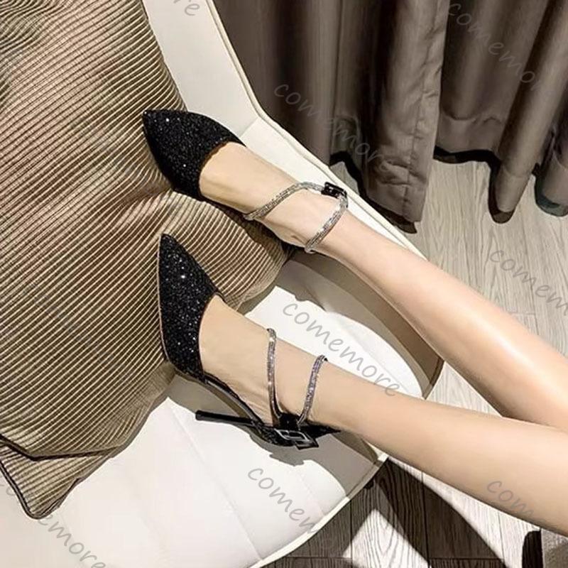 Fashion Comemore Gradient Colour Sequins High-heeled Women Shoes Temperament Crystal Wedding Banquet Pumps Sexy Stiletto Heels Women