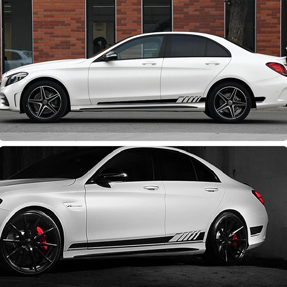 Car Side Body Decals Racing Stripes Vehicle Universal Race Stripes Door Side Skirt Stickers Exterior Decorations for Accessories