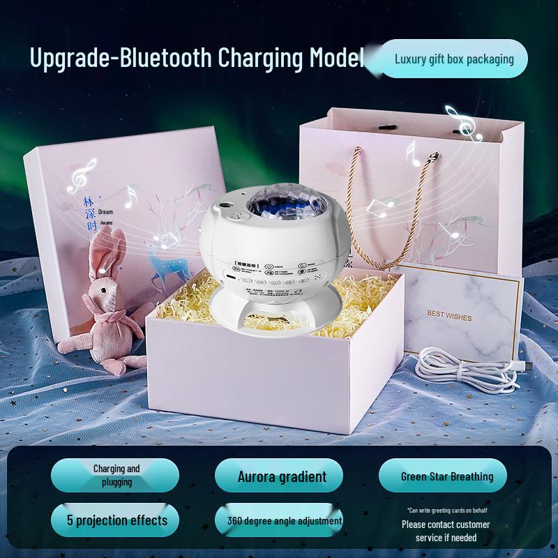 Aurora Bluetooth Colorful Star Projector Night Light - Romantic Bedside Atmosphere Gift
