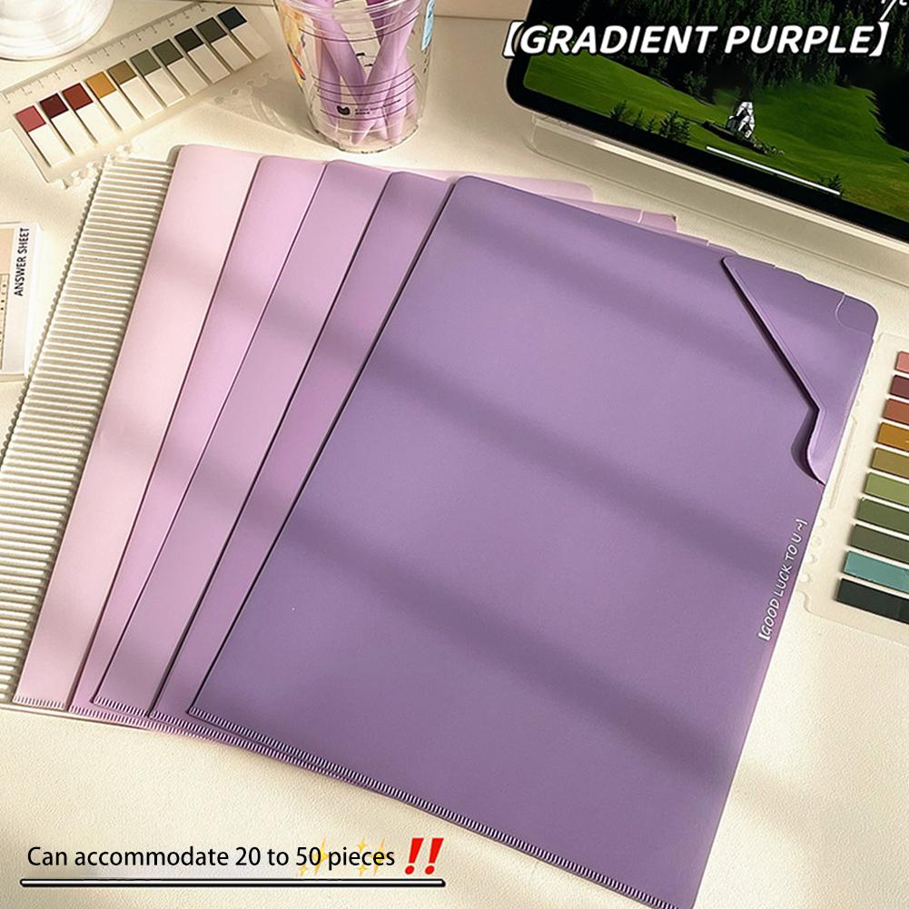 5Pcs/Set Gradient Color File Folder Portable Folder Document Test Paper Storage Organization Bag Study Office Supplies