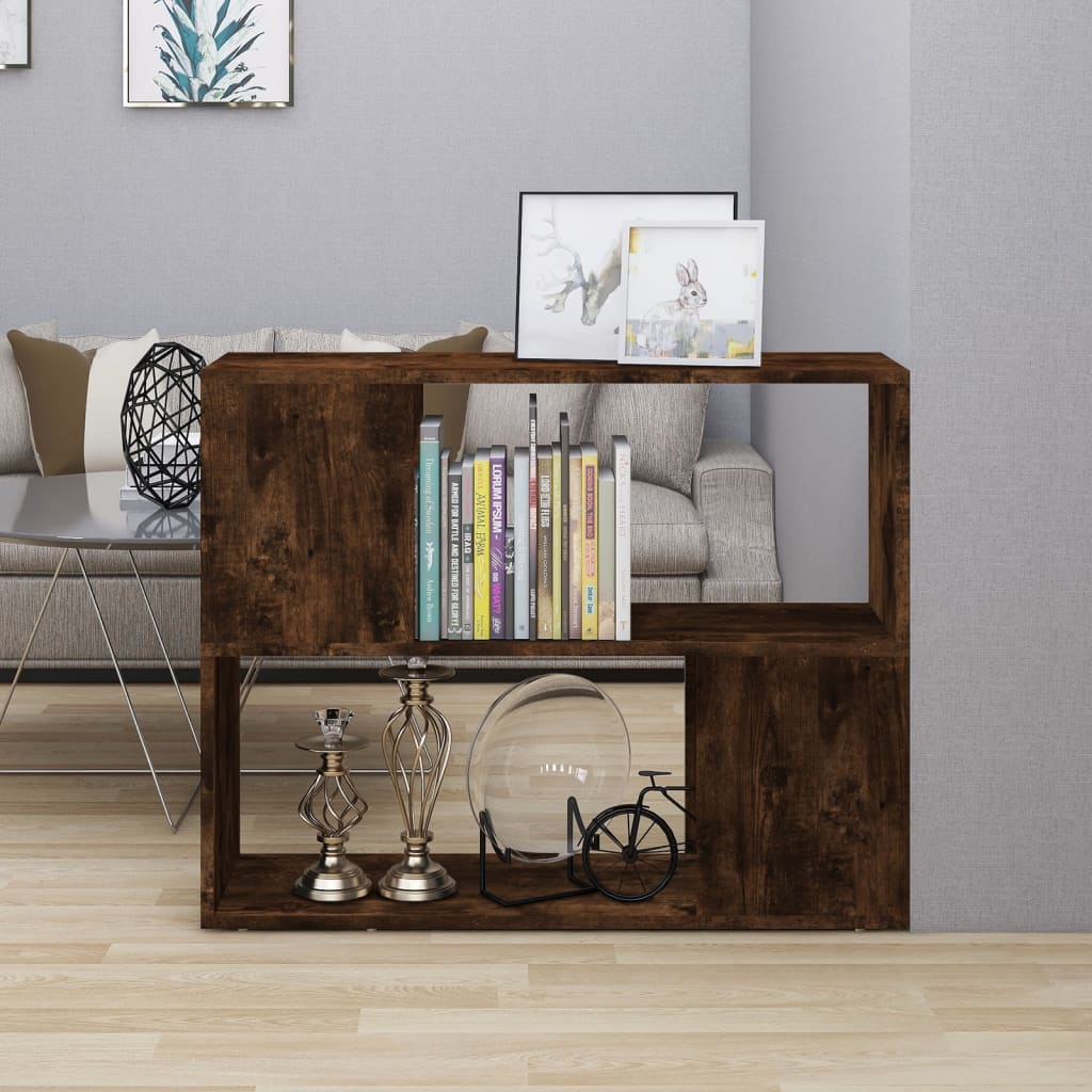 Bookshelf Room Divider Smoked Oak 80 x 24 x 63 cm
