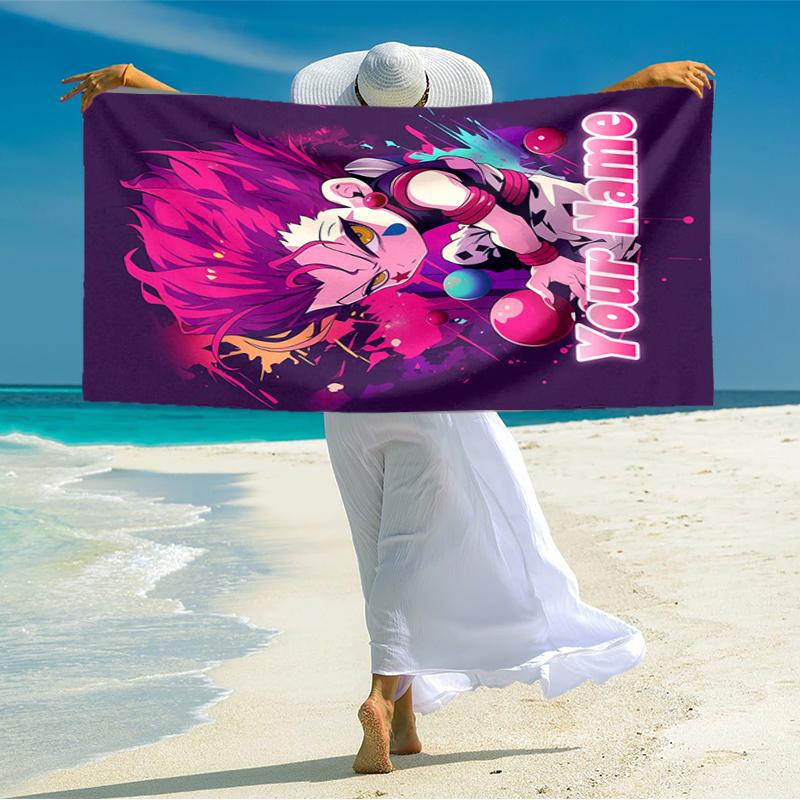 1PC Custom Name "Powerful Pink Warrior" Beach Towel Highly Absorbent And Sand-Resistant Towel for Swimming, Pool, Yoga, And Travel Lightweight
