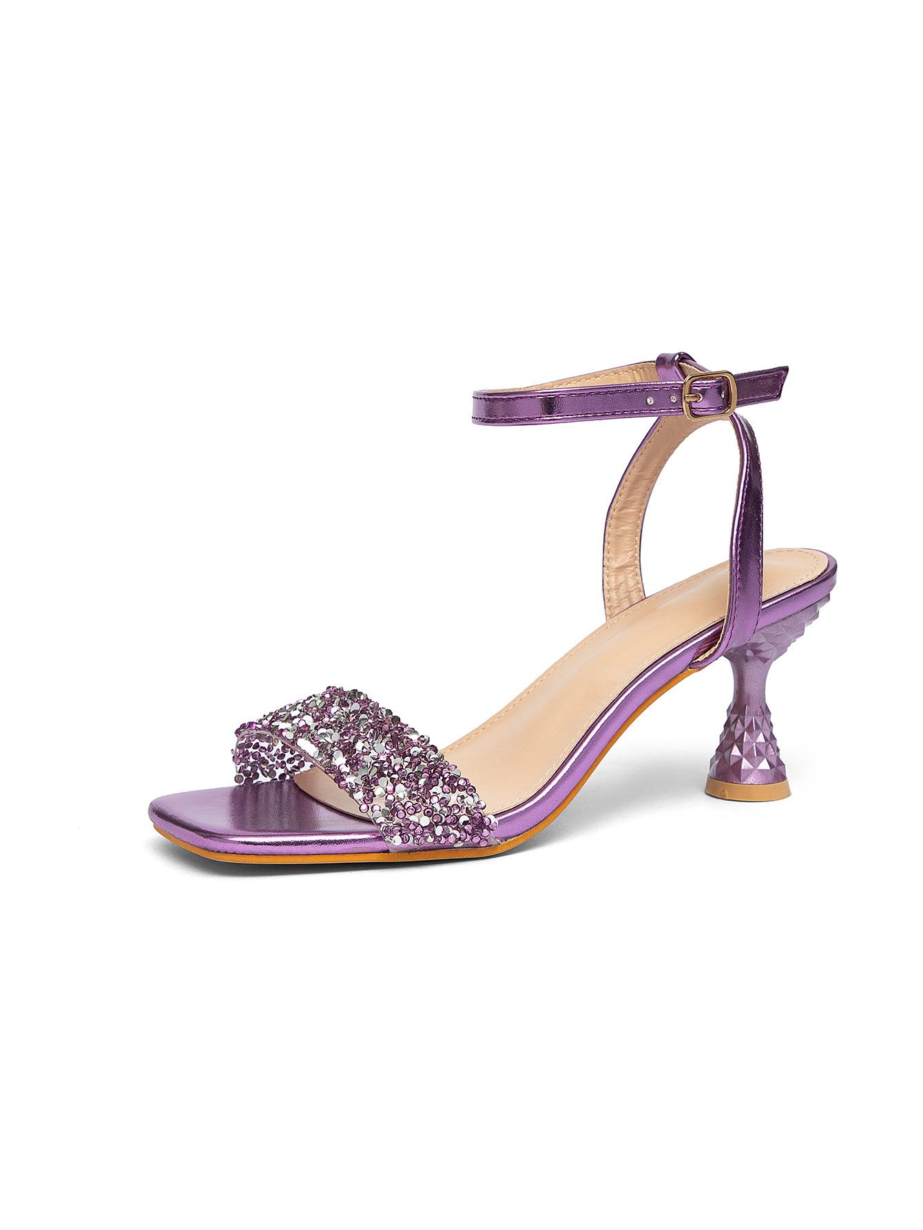 

2026 new electroplated high-heeled square-headed women s shoes light luxury high-heeled shoes 42 фіолетовий