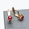 Exquisite Russian 585 Purple Gold Shiny Redstone Earrings, Simple Design, High-End Colored Gold Plated Rose Gold Ear Buckles