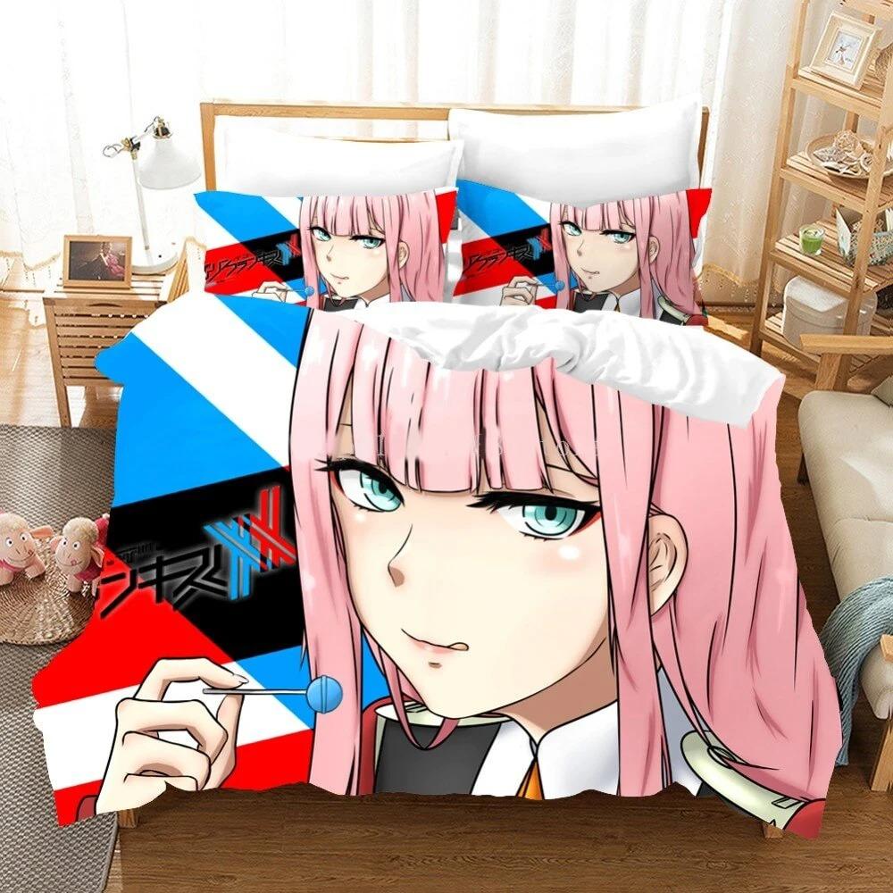 Anime Darling In the Franxx 02 Zero Two Bedding Set Double Twin King Duvet Cover Comforter Pillowcase Boys Girls Adults Bedroom